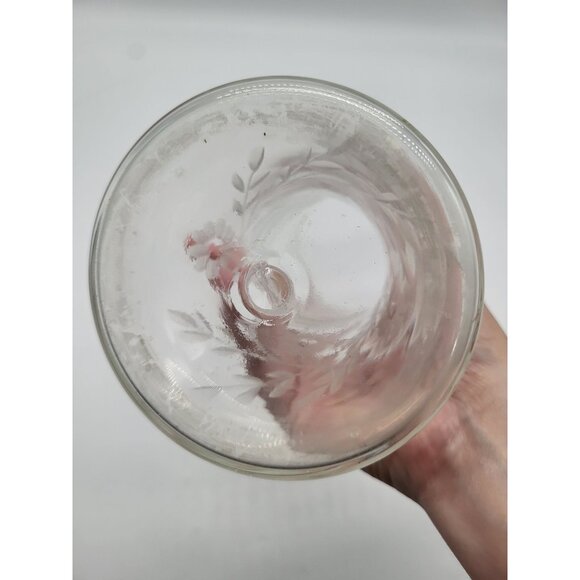 Clear Etched Glass Vase Floral Etched Art Deco Flare Vintage Flare Funnel - Picture 4 of 10